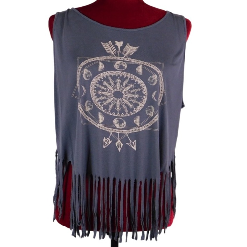 Kali Reve Boho Sleeveless Crop Top with Frindge C-133